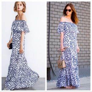 Rebecca Minkoff Off the Shoulder Polka Dot Maxi Dress Sz 2